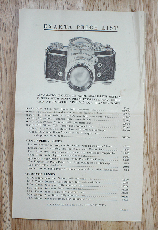KINE-EXAKTA micro & macro pictures brochure undated early vintage paper 
